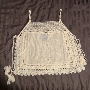 Free People Ivory Eyelet Crochet Tank Size S NWT